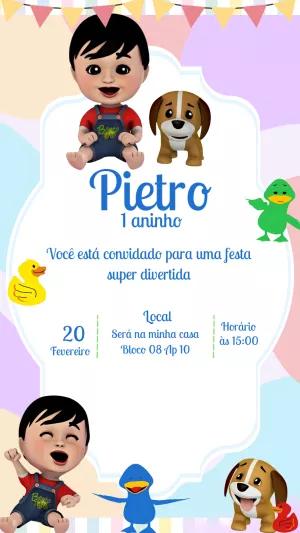 Convite de Aniversário Bento e Totó para Editar Online