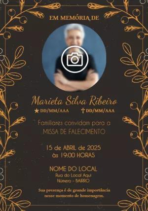 Convite Missa de Falecimento com Foto Floral para Editar Online