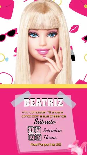 Convite Aniversário Barbie para Editar Online e Imprimir