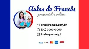 Cartão de Visita Professor de Francês Editável Online
