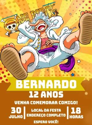 Convite de Aniversário One Piece Luffy para Editar Online