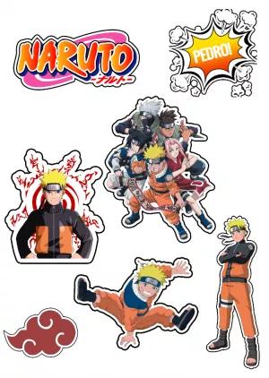 Topo de Bolo Naruto: Personagens e Nome para Editar Online