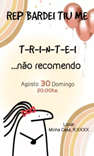 Convite de Aniversário Flork Meme Trintei para Editar Online