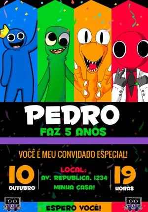 Convite de Aniversário Rainbow Friends para Editar Online