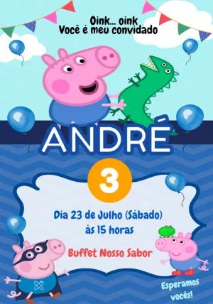 Convite Aniversário George Pig para Editar Online