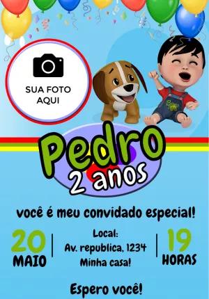 Convite Aniversário Bento e Totó com Foto para Editar Online