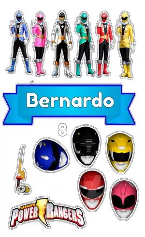 Topo de Bolo Power Rangers com Personagens para Editar Online