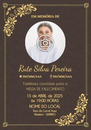 Convite Missa de Falecimento com Foto para Editar Online