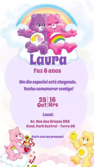 Convite de Aniversário Ursinhos Carinhosos para Editar Online