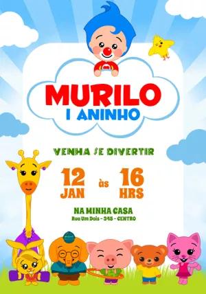 Convite Aniversário Plim Plim e sua Turma para Editar Online