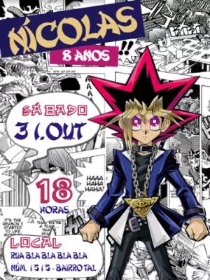 Convite de Aniversário Yu-Gi-Oh! com Yugi para Editar Online