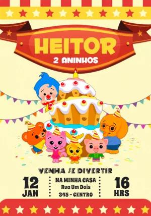 Convite de Aniversário Plim Plim para Editar Online