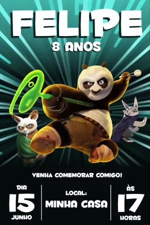 Convite de Aniversário Kung Fu Panda para Editar Online