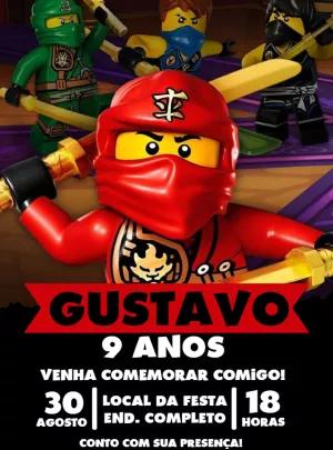Convite de Aniversário Lego Ninjago para Editar Online