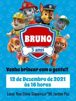 Convite de Aniversário Patrulha Canina para Editar Online