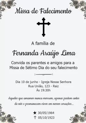 Convite Missa de Sétimo Dia Delicado para Editar Online