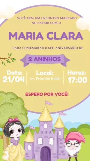 Convite de Aniversário Branca de Neve Aquarela para Editar Online