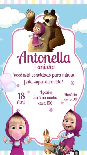 Convite Aniversário Masha e o Urso para Editar Online
