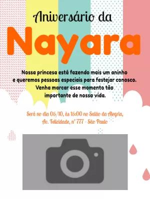 Convite de Aniversário Colorido com Foto para Editar Online