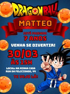 Convite de Aniversário Dragon Ball com Goku para Editar Online