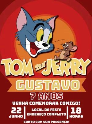Convite de Aniversário Tom e Jerry para Editar Online