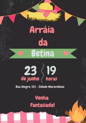 Convite Aniversário Festa Junina Arraiá para Editar Online