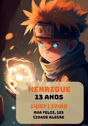 Convite Aniversário Naruto para Editar Online