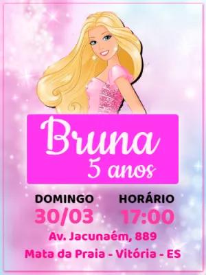 Convite de Aniversário Barbie Rosa Editável Online para Imprimir