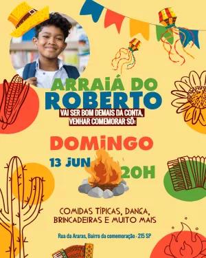 Convite de Festa Junina com Foto para Editar Online