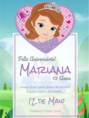 Convite de Aniversário Princesa Sofia para Editar Online
