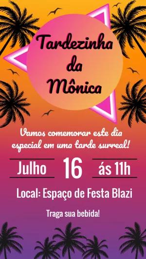 Convite de Aniversário Tardezinha Pôr do Sol para Editar