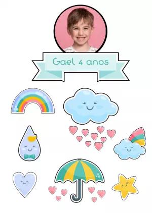 Topo de Bolo Chuva de Amor com Foto para Editar Online