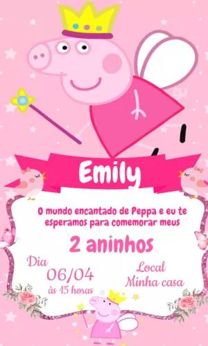 Convite Aniversário Peppa Pig Princesa para Editar Online