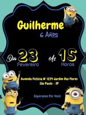 Convite de Aniversário Minions para Editar Online
