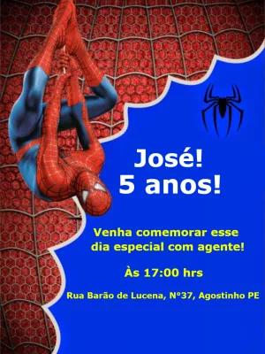 Convite de Aniversário Homem Aranha para Editar Online