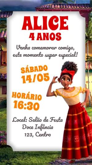 Convite Aniversário Encanto com Dolores para Editar Online