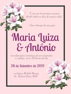 Convite de Casamento Floral Lilás para Editar Online