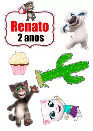 Topo de Bolo Talking Tom e Amigos Editável para Imprimir