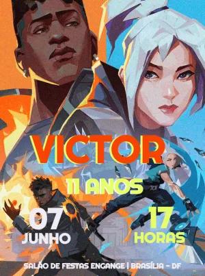 Convite de Aniversário Valorant com Personagens para Editar