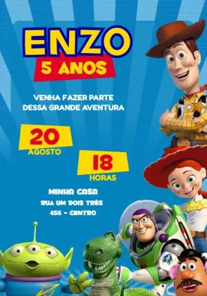Convite de Aniversário Toy Story com Personagens para Editar