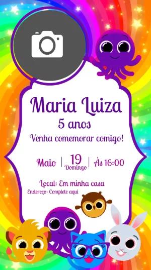 Convite Aniversário Bolofofos com Foto para Editar Online