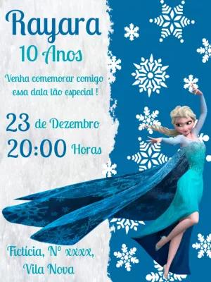 Convite de Aniversário Frozen com Elsa para Editar Online