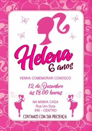 Convite de Aniversário Barbie Silhueta para Editar Online