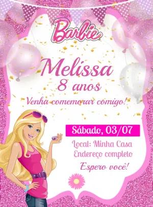 Convite de Aniversário da Barbie para Editar Online