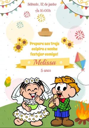 Convite Festa Junina Turma da Mônica para Editar Online