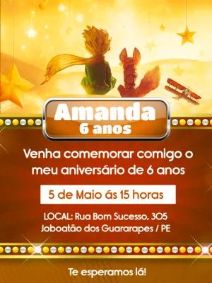 Convite de Aniversário O Pequeno Príncipe para Editar Online