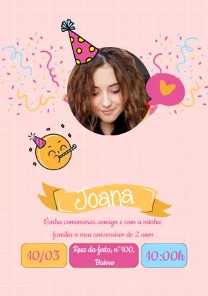 Convite de Aniversário com Foto Fofo e Moderno para Editar