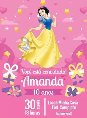 Convite de Aniversário Branca de Neve para Editar Online