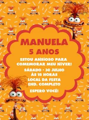 Convite Aniversário Divertida Mente 2 Ansiedade para Editar