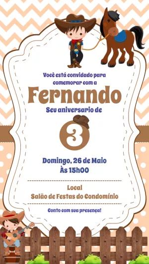 Convite Aniversário Fazendinha Menino para Editar Online